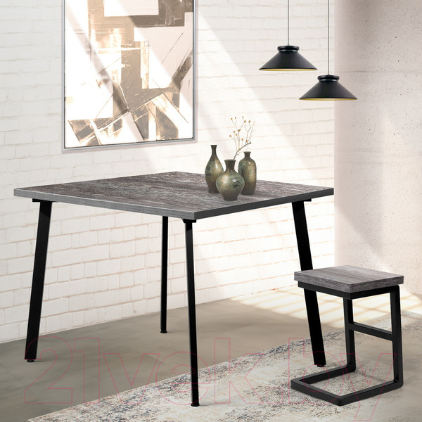 Изображение товара Обеденный стол Millwood Шанхай 110x110x75 (сосна пасадена/металл черный)