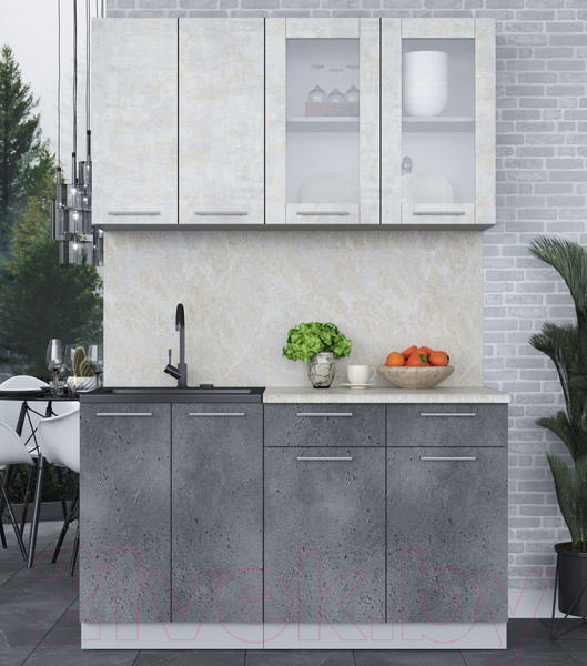 Изображение товара Кухонный гарнитур Интерлиния Мила 14-60 (бетон лайт/бетон портленд/опал светлый)