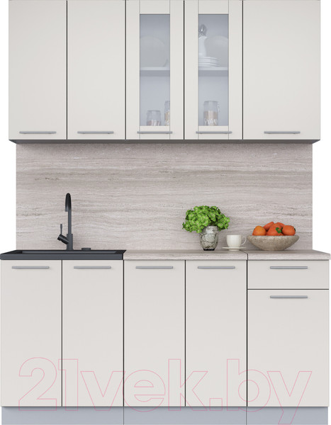 Изображение товара Кухонный гарнитур Интерлиния Мила 16-60 (персидский жемчуг/персидский жемчуг/травертин серый)