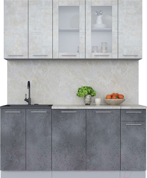 Изображение товара Кухонный гарнитур Интерлиния Мила 17-60 (бетон лайт/бетон портленд/опал светлый)