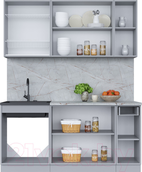 Изображение товара Кухонный гарнитур Интерлиния Мила 17-60 (бетон лайт/дуб веллингтон/опал светлый)