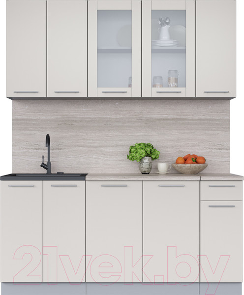 Изображение товара Кухонный гарнитур Интерлиния Мила 17-60 (персидский жемчуг/персидский жемчуг/травертин серый)