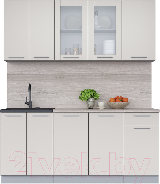 Изображение товара Кухонный гарнитур Интерлиния Мила 18-60 (персидский жемчуг/персидский жемчуг/травертин серый)