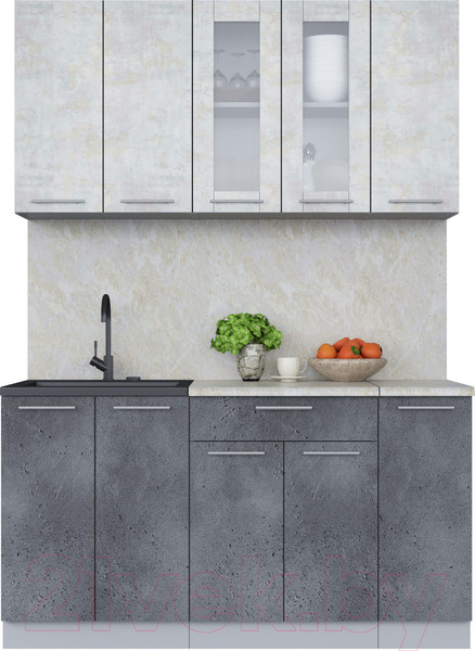 Изображение товара Кухонный гарнитур Интерлиния Мила 15 (бетон лайт/бетон портленд/опал светлый)