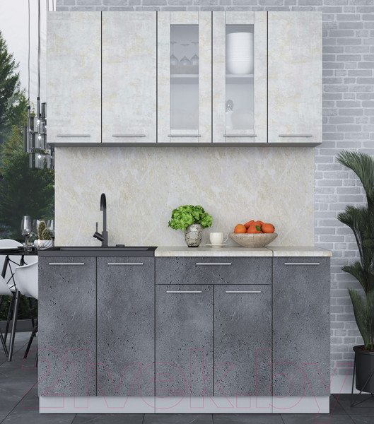 Изображение товара Кухонный гарнитур Интерлиния Мила 15 (бетон лайт/бетон портленд/опал светлый)