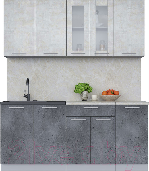 Изображение товара Кухонный гарнитур Интерлиния Мила 18 (бетон лайт/бетон портленд/опал светлый)