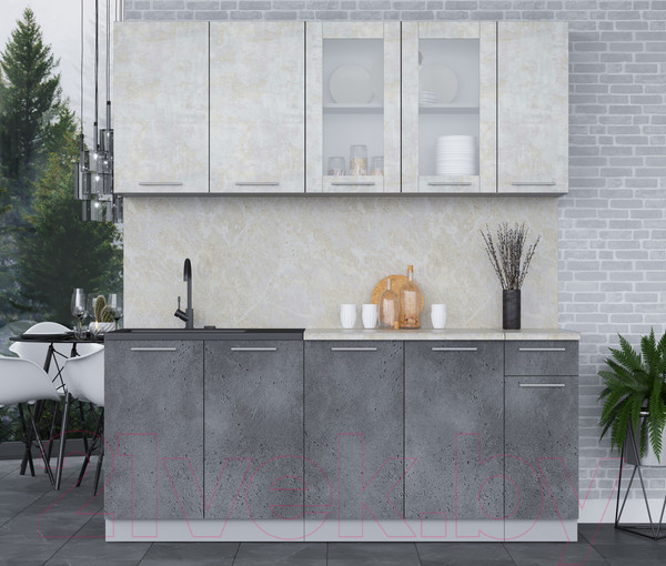 Изображение товара Кухонный гарнитур Интерлиния Мила 19 (бетон лайт/бетон портленд/опал светлый)