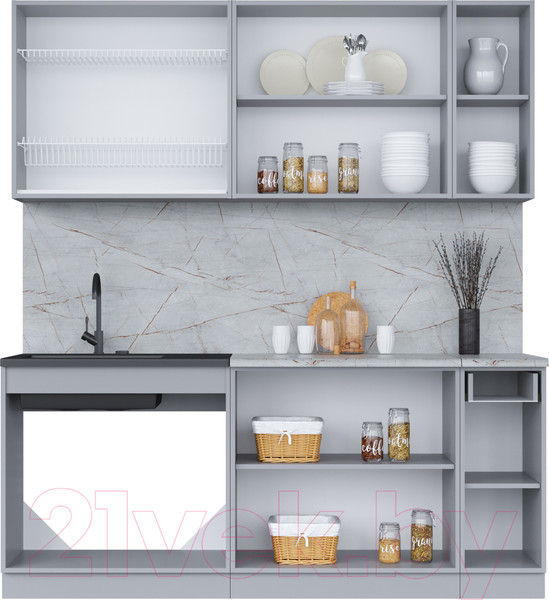 Изображение товара Кухонный гарнитур Интерлиния Мила 19 (персидский жемчуг/дуб веллингтон/серый каспий)