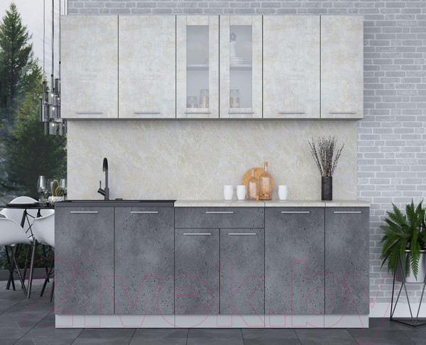 Изображение товара Кухонный гарнитур Интерлиния Мила 21 (бетон лайт/бетон портленд/опал светлый)