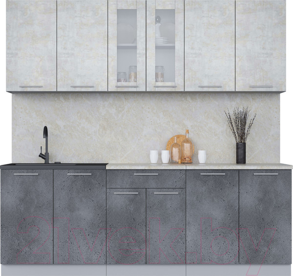 Изображение товара Кухонный гарнитур Интерлиния Мила 22 (бетон лайт/бетон портленд/опал светлый)