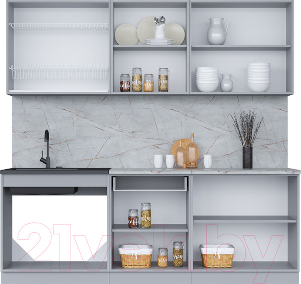 Изображение товара Кухонный гарнитур Интерлиния Мила 22 (бетон потленд/бетон портленд/дуб бунратти)