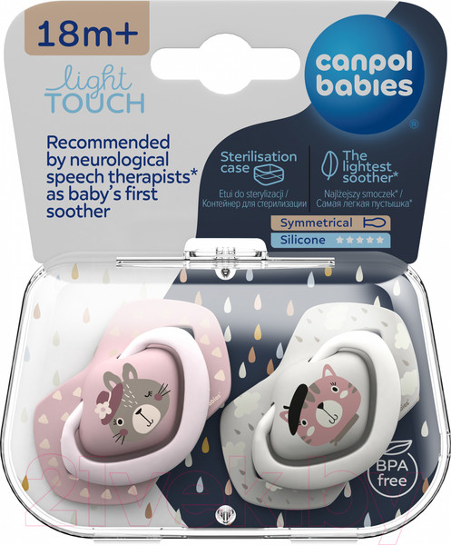 Изображение товара Набор пустышек Canpol Bonjour Paris силиконовая симметричная 18+мес / 22/649 (розовый)