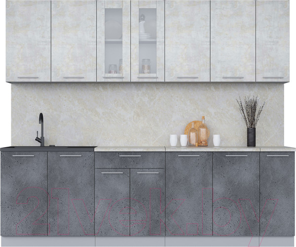 Изображение товара Кухонный гарнитур Интерлиния Мила 25 (бетон лайт/бетон портленд/опал светлый)