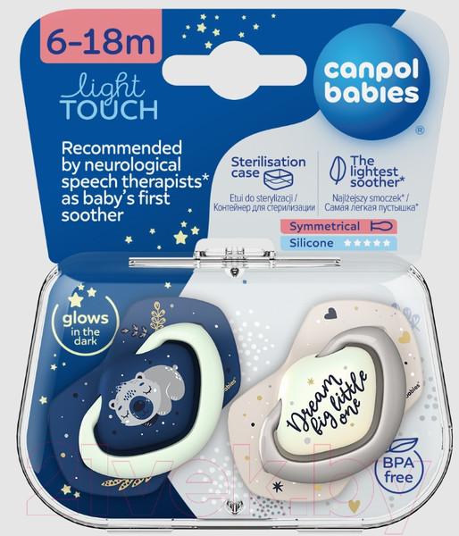 Изображение товара Набор пустышек Canpol Sleepy Koala силиконовая симметричная 6-18мес / 22/659 (голубой)