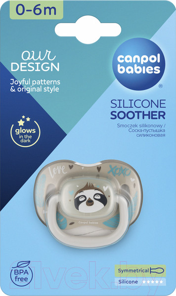 Изображение товара Пустышка Canpol Exotic  Animals силиконовая симметричная 0-6мес / 34/920 (ленивец)