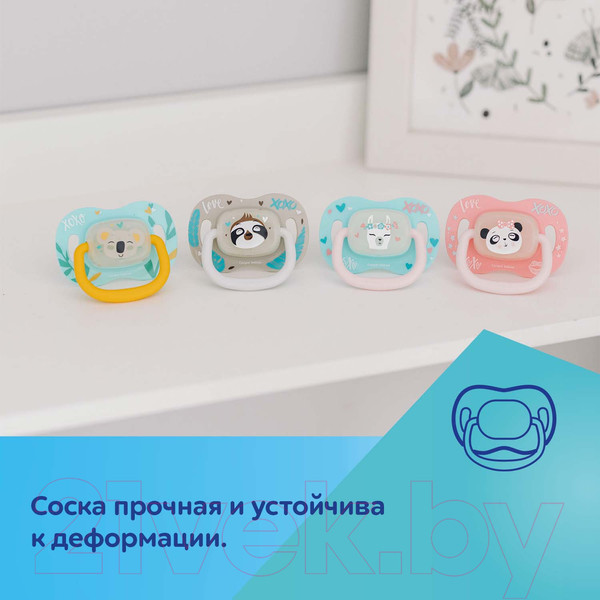 Изображение товара Пустышка Canpol Exotic Animals силиконовая симметричная 6-18мес / 34/921 (ленивец)