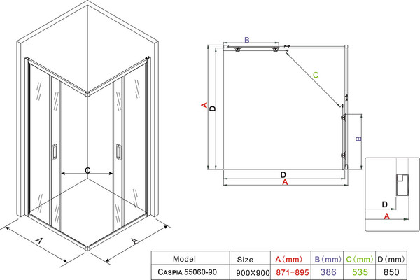 Изображение товара Душевой уголок Roxen Caspia 55060-90C