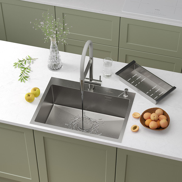 Изображение товара Мойка кухонная Roxen Simple 560220-65 с коландером и дозатором (сатин)