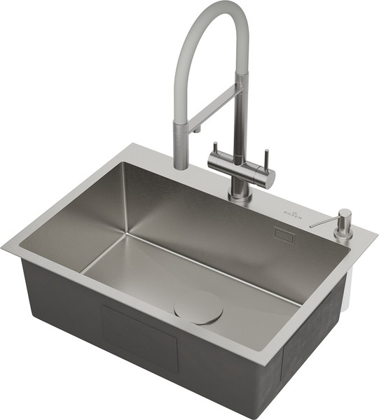 Изображение товара Мойка кухонная Roxen Simple 560220-65 с коландером и дозатором (сатин)