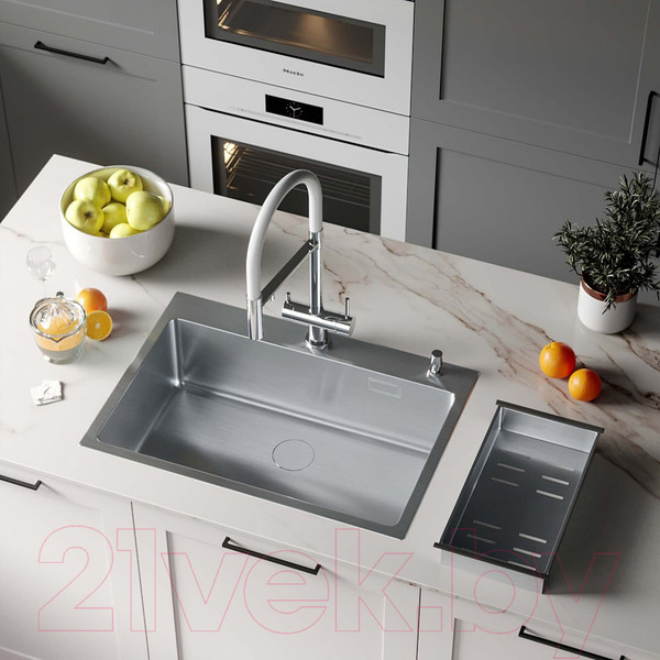 Изображение товара Мойка кухонная Roxen Simple 560220-70 с коландером и дозатором (сатин)