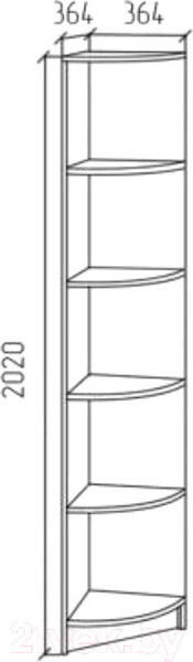 Изображение товара Стеллаж МДК ПРСУ угловой 364x364x2020 (дуб сонома)