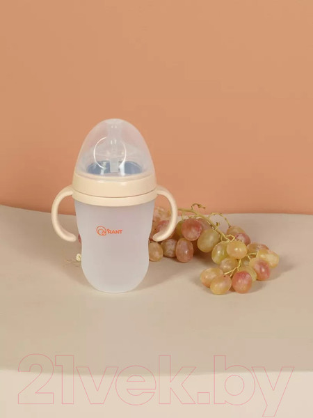 Изображение товара Бутылочка для кормления Rant Силиконовая с ручками и силиконовой соской 250мл / 1006 (бежевый)