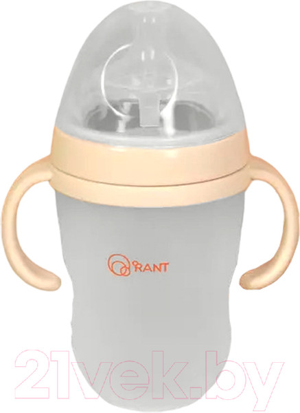 Изображение товара Бутылочка для кормления Rant Силиконовая с ручками и силиконовой соской 250мл / 1006 (бежевый)