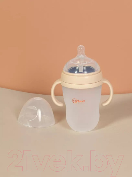 Изображение товара Бутылочка для кормления Rant Силиконовая с ручками и силиконовой соской 250мл / 1006 (бежевый)