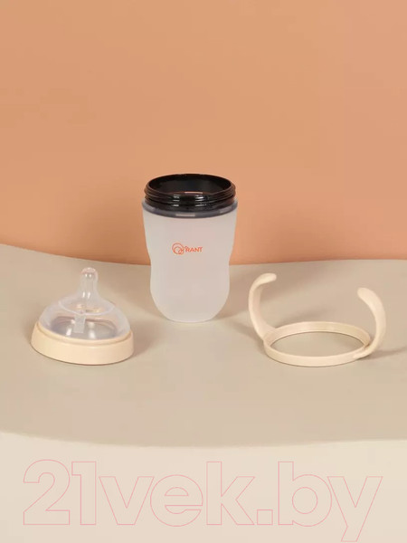 Изображение товара Бутылочка для кормления Rant Силиконовая с ручками и силиконовой соской 250мл / 1006 (бежевый)