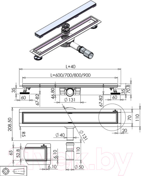 Изображение товара Трап для душа Roxen White Glass 91040-60