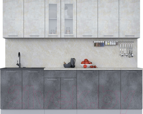 Изображение товара Кухонный гарнитур Интерлиния Мила 26 (бетон лайт/бетон портленд/опал светлый)