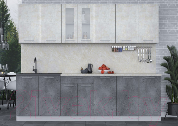 Изображение товара Кухонный гарнитур Интерлиния Мила 26 (бетон лайт/бетон портленд/опал светлый)