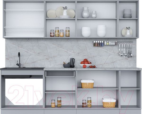 Изображение товара Кухонный гарнитур Интерлиния Мила 26 (бетон лайт/дуб золотой/опал светлый)