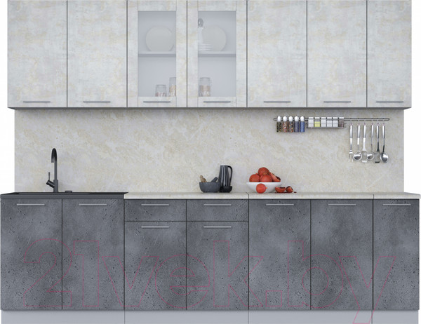 Изображение товара Кухонный гарнитур Интерлиния Мила 27 (бетон лайт/бетон портленд/опал светлый)