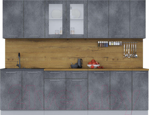 Изображение товара Кухонный гарнитур Интерлиния Мила 27 (бетон потленд/бетон портленд/дуб бунратти)