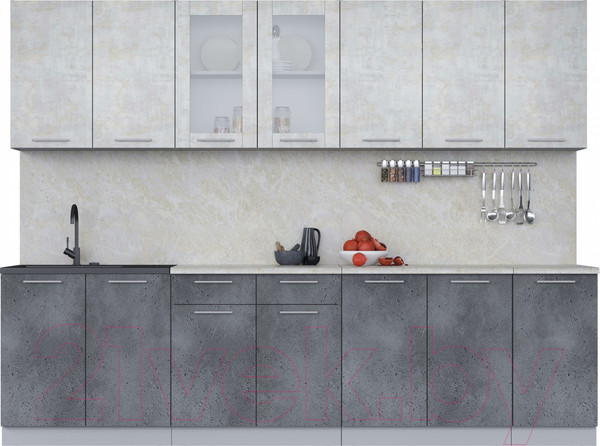 Изображение товара Кухонный гарнитур Интерлиния Мила 28 (бетон лайт/бетон портленд/опал светлый)