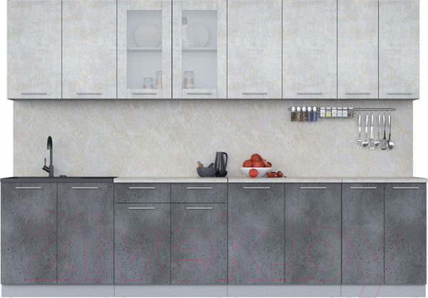 Изображение товара Кухонный гарнитур Интерлиния Мила 30 (бетон лайт/бетон портленд/опал светлый)