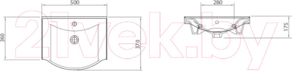 Изображение товара Тумба с умывальником Гамма 22оФ8/1-У 50 Базик-7050   (фрезеровка)