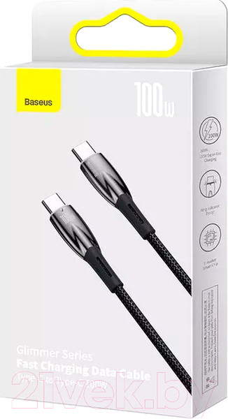 Изображение товара Кабель Baseus Glimmer Series Fast Charging Type-C to Type-C / CADH000801 (2м, черный)