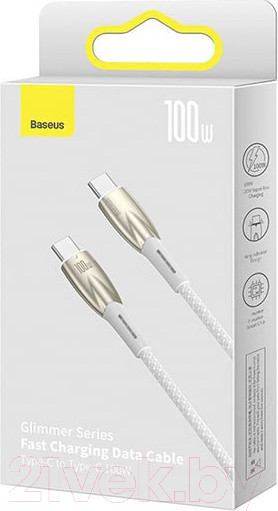 Изображение товара Кабель Baseus Glimmer Series Fast Charging Type-C to Type-C / CADH000802 (2м, белый)
