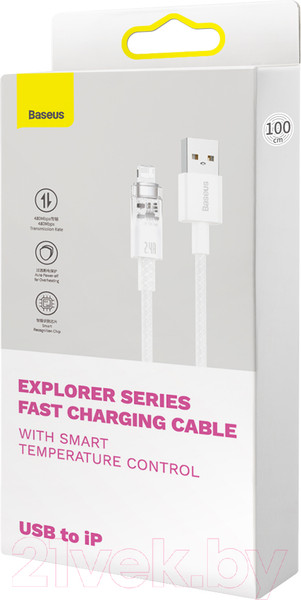 Изображение товара Кабель Baseus Explorer Series Fast Charging USB to iP / CATS010002 (1м, белый)