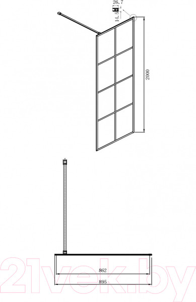 Изображение товара Душевая стенка Ambassador Walk-In 90x200 / 15031241