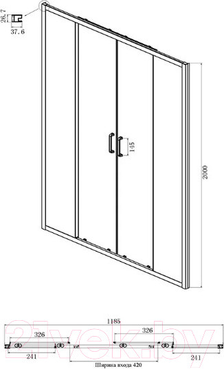 Изображение товара Душевой уголок Ambassador Forsa 120x90x200 / 17021107AX-90AX
