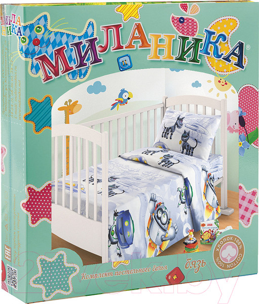 Изображение товара Комплект постельный для малышей Milanika Город роботов Детство (бязь)