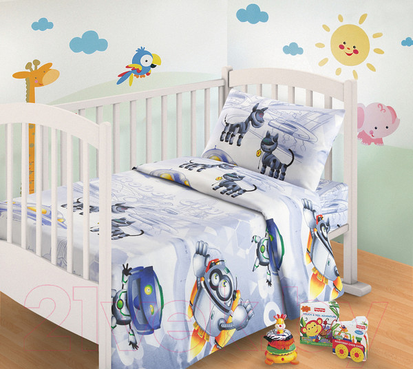 Изображение товара Комплект постельный для малышей Milanika Город роботов Детство (бязь)