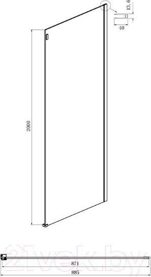 Изображение товара Душевая стенка Ambassador Benefit 90x200 / 90HBB