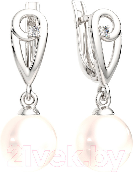 Изображение товара Серьги из серебра ZORKA 0310330 (с фианитом и жемчугом)