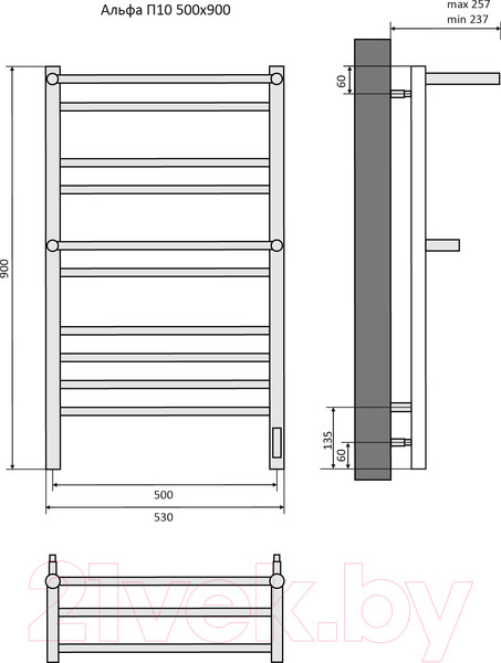 Изображение товара Полотенцесушитель электрический Aquatek Альфа П10 500x900 (Quick Touch)