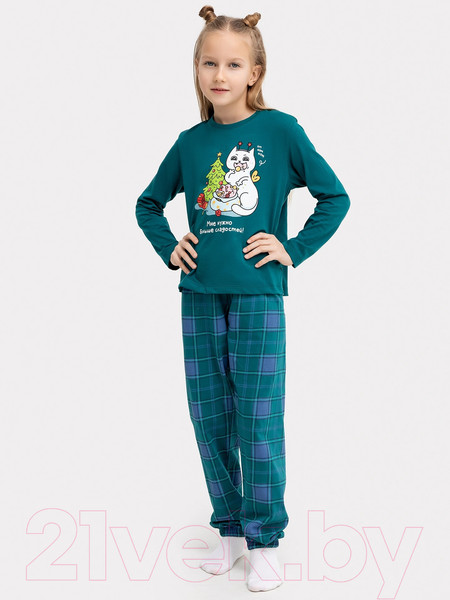 Изображение товара Пижама детская Mark Formelle 567740 (р.128-64, темно-зеленый/зеленая клетка)