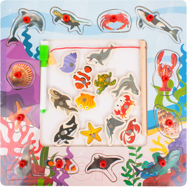 Изображение товара Развивающий игровой набор Darvish Вкладыш-рыбалка. Морские обитатели / SR-T-3702-6